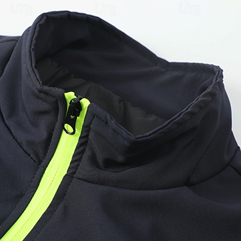 Men's Outdoor Jacket Windbreaker Hiking Jacket Vacation Daily Breathable Pocket Splice Spring Fall Color Block Fashion Classic Stand Collar Regular Black Light Grey Army Green Dark Blue Dark Gray3