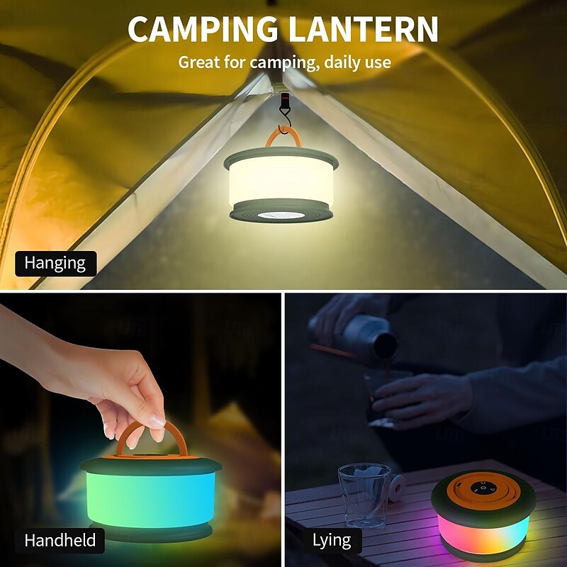 Camping String Lights, 2 in 1 Rechargeable Tent Lights String with 19 Lighting Modes,Quick Storage,Portable LED Lamp for Bedroom Yard Decor Christmas Camping Essentials4