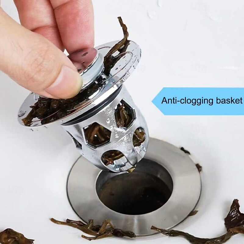 2pcs Universal Sink Drain Stoppers – Press Down Pop-Up Plug with Brass Core for Bathroom & Kitchen Basin4