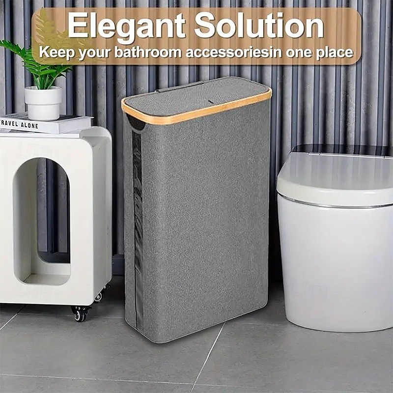 Narrow Gap Toilet Paper Storage Organizer – Large Capacity Holds 18/24 Rolls, Oxford Fabric with Bamboo Frame, Slim Space-Saving Bathroom Storage Shelf for Toilet, Kitchen, Bedroom, or Office