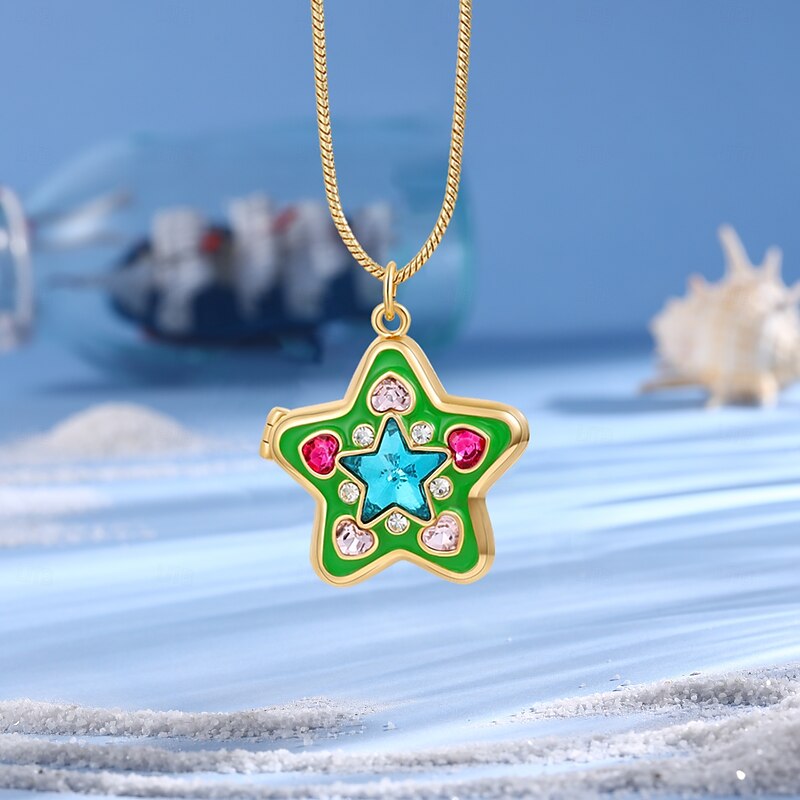 Personalized Starfish Locket Necklace, Custom Color Photo Pendant Memorial Jewelry, Gift for Mom, Valentine’s Day, Anniversary, Graduation, Christmas4