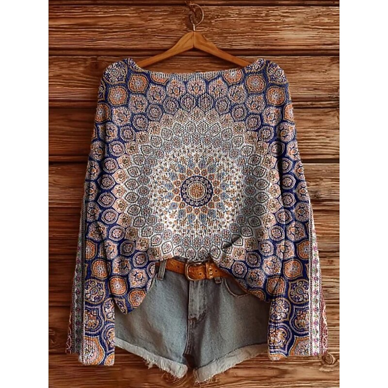 Women's Sweater Casual Soft Tie Dye Stylish Modern Long Sleeve Crew Neck Regular Tops Daily Holiday Print Yellow Pink Blue Spring Fall Winter3