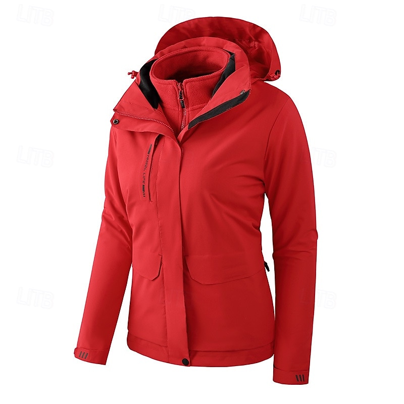 Women's Hiking Jacket Thermal Jacket Outdoor Windproof Top Black Yellow Pink Red Purple2