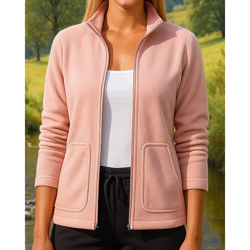 Women's Hiking Jacket Fleece Jacket Cotton Winter Outdoor Thermal Warm Top Black White Pink Green