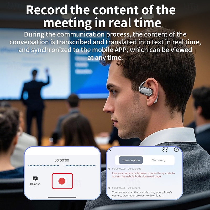 Language Translation Earbuds Two-way Real-time Translation With Wireless And App Online Instant Voice Translation Function Suitable For Travel Business And Learning Use.4