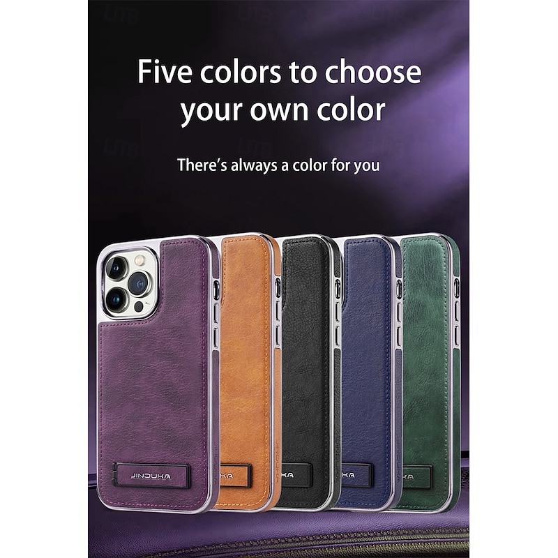 Phone Case For iPhone 16 15 14 Pro Max Plus 13 Pro Max Back Cover Kickstand Shockproof Retro TPU PU Leather2