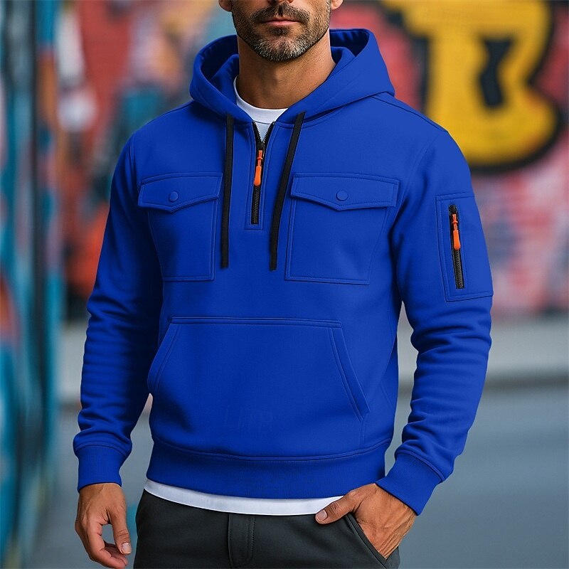 Men's Hoodie Full Zip Hoodie Fleece Hoodie Tactical Hoodie Black White Army Green Red Burgundy Hooded Plain Zipper Pocket Sports & Outdoor Casual Daily Streetwear Cool Sportswear Fall Spring &  Fall4