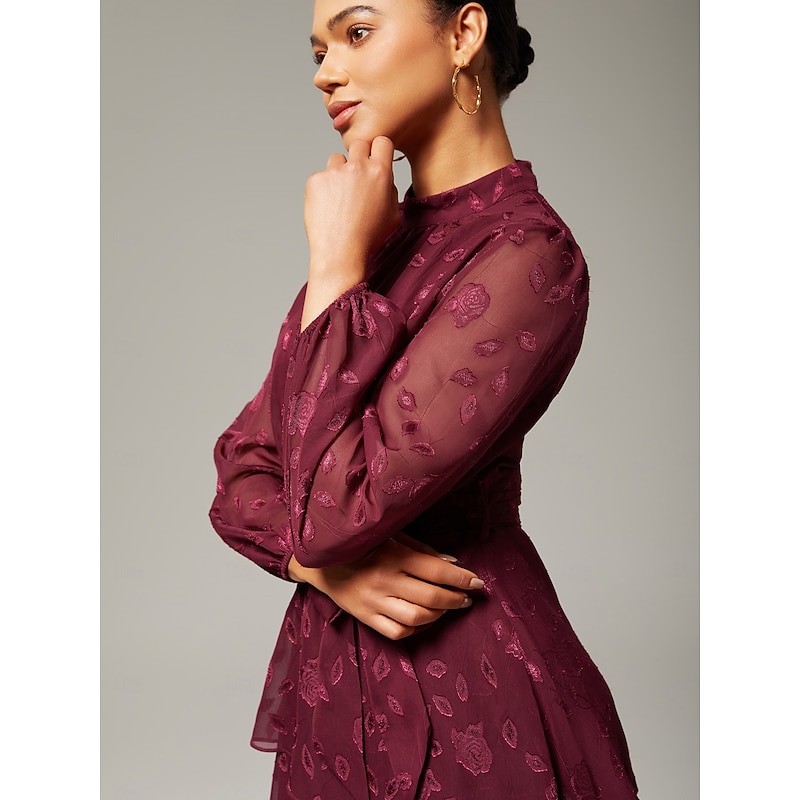 Floral Tiered Ruffle High Neck Maxi Dress4