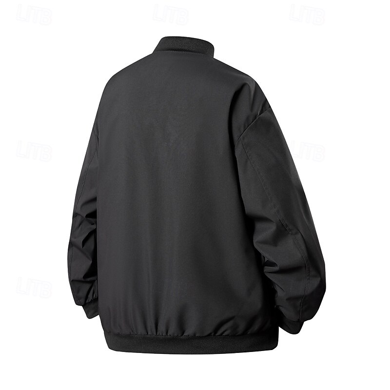 Men's Jacket Casual Jacket Outdoor Vacation Warm Zipper Pocket Fall Winter Plain Fashion Streetwear Standing Collar Regular Black Beige Gray Jacket4