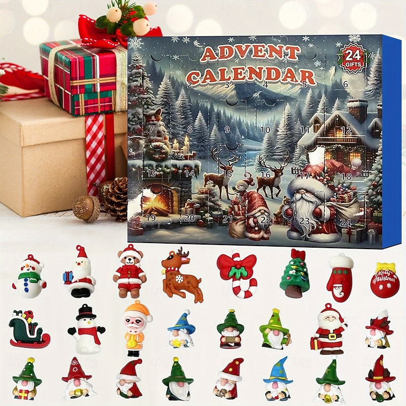 Christmas Dwarf Gnome Arrival Calendar 2025 3D Dwarf Christmas Countdown Calendar Decorations with 24 Dwarf Dolls Christmas Gnome Gifts for Women Adults Kids