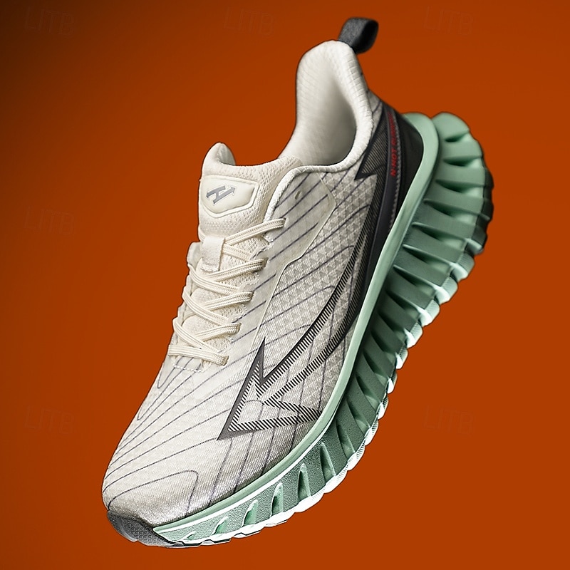 Men's Gray and Green Blade Sole Sneakers – Lightweight Breathable Running Shoes for Gym, Training and Outdoor Activities