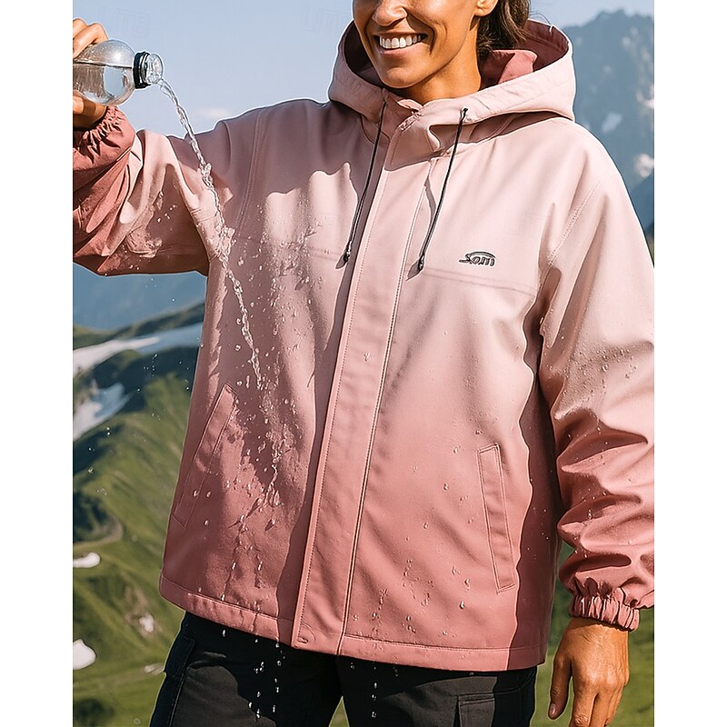 Women's Windbreaker Softshell Jacket Hiking Jacket Outdoor Waterproof Windproof Hiking Outfits Hiking Clothes Spring Autumn / Fall Top Camping / Hiking / Caving Running Gradient Black Pink Blue