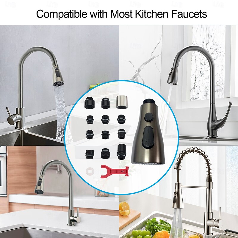Kitchen faucet - Single Handle One Hole Chrome / Nickel Brushed Pull-out / Pull-down Modern Contemporary Kitchen Taps4