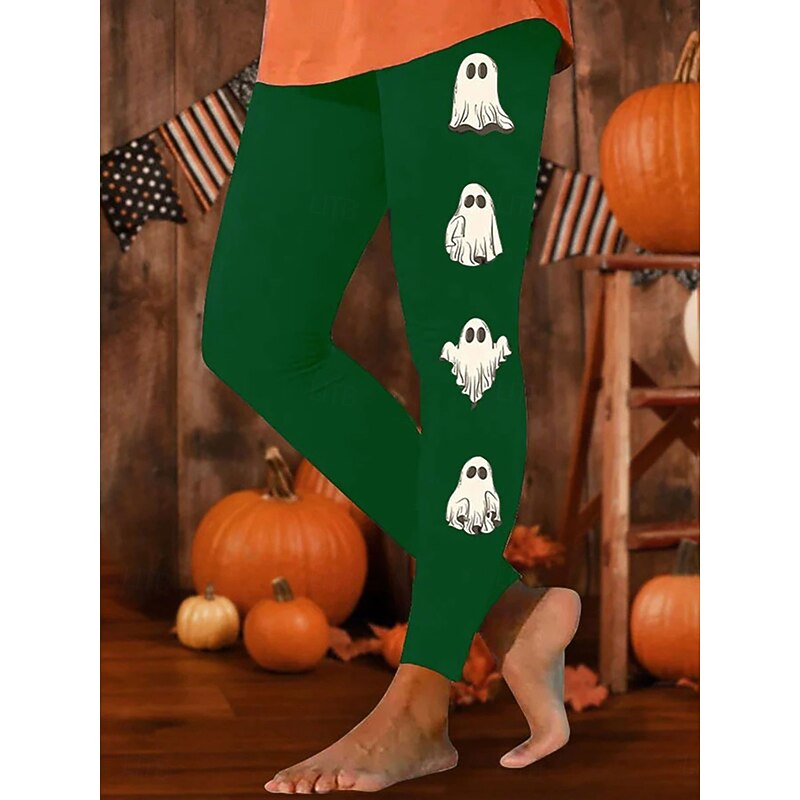Women's Leggings Vacation Vintage Fashion Ankle-Length High WaistPantsHalloween Graphic Printing Thermal Warm Soft Breathable Stretchy Formal Outdoor Vacation Black Red Blue Green Spring Fall Slim Fit4
