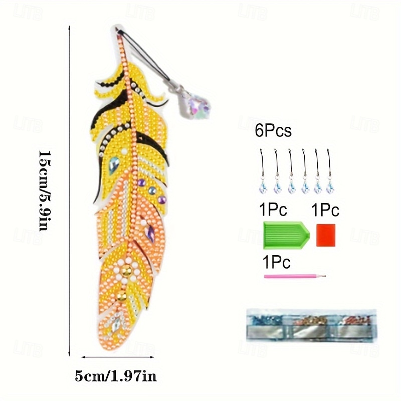 6 Pcs Whimsical Feather Bookmarks - Unique Irregular Diamond Painting Designs, DIY Animal-Themed Craft Kit with Easy-to-Follow Instructions, Perfect for Book Lovers and Craft Enthusiasts4