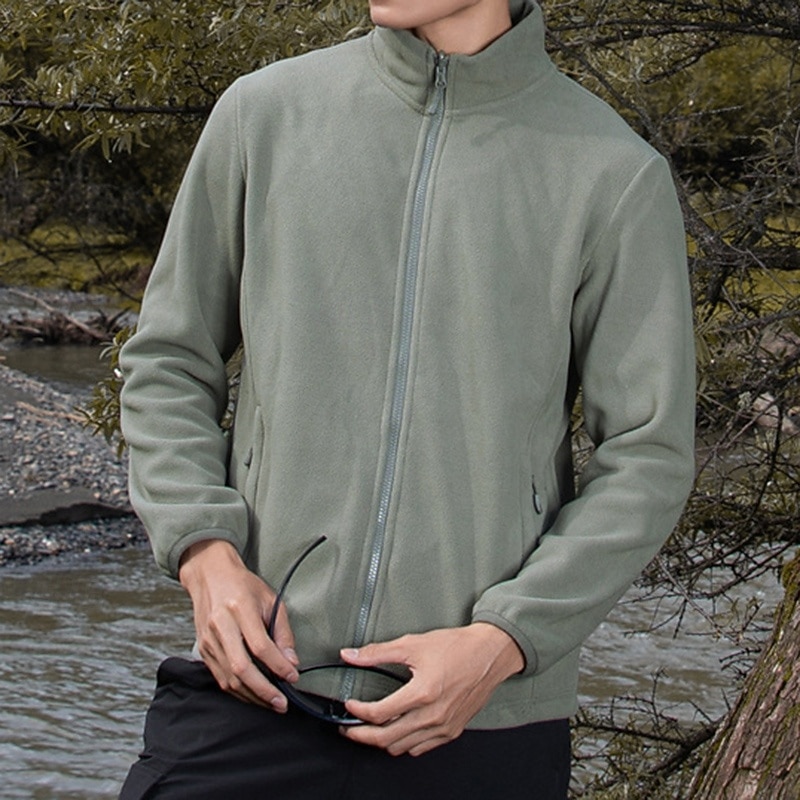 Men's Hiking Jacket Fleece Jacket Thermal Jacket Winter Outdoor Thermal Top Black White Blue Green4