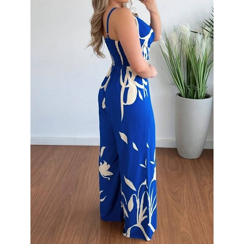 Women's Normal Jumpsuit Active Graphic Sleeveless V Neck High Waist Backless Vacation Daily Regular Fit Black Pink Blue Summer4