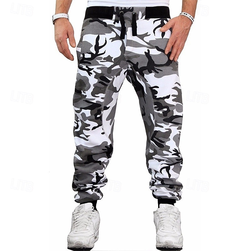 Men's Sweatpants Joggers Trousers Casual Pants Drawstring Pocket Elastic Waist Camouflage Moisture Wicking Breathable Full Length Outdoor Casual Daily Fashion Classic Style White Yellow Stretchy3