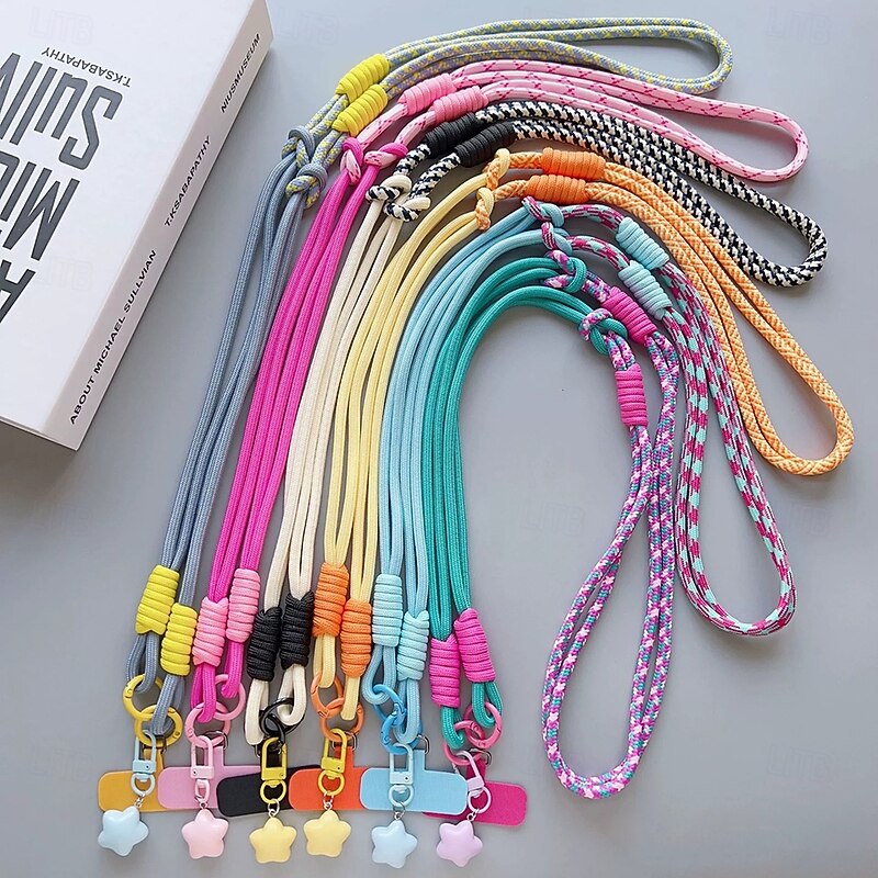 New fashionable mobile phone lanyard long rope for girls diagonal cross strap rope star pendant adjustable mobile phone lanyard2