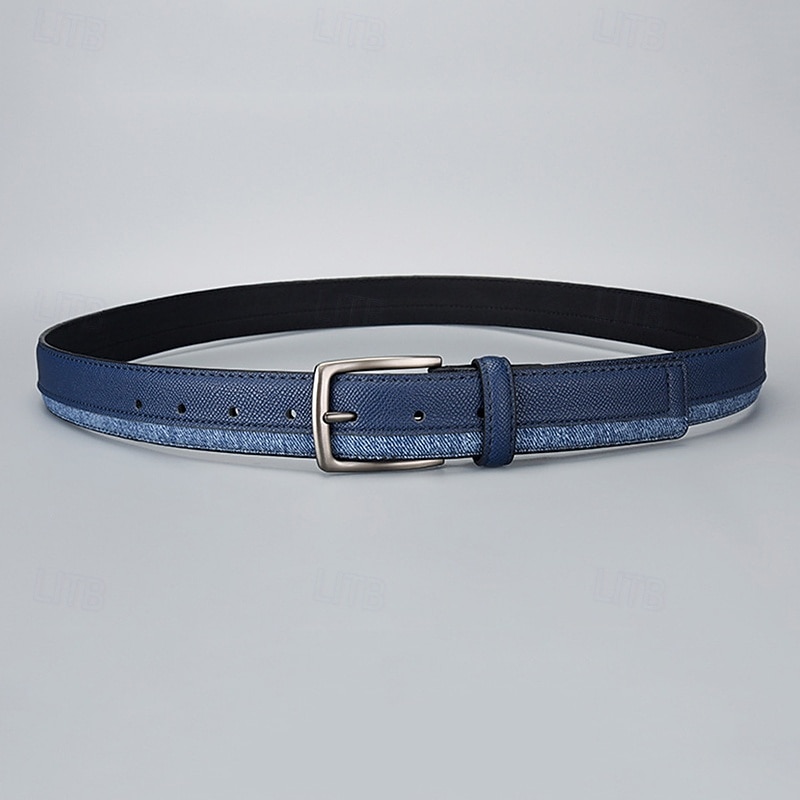 Men's Belt Waist Belt Blue Brown PU Leather Alloy Durable Adjustable Plain Outdoor Daily3