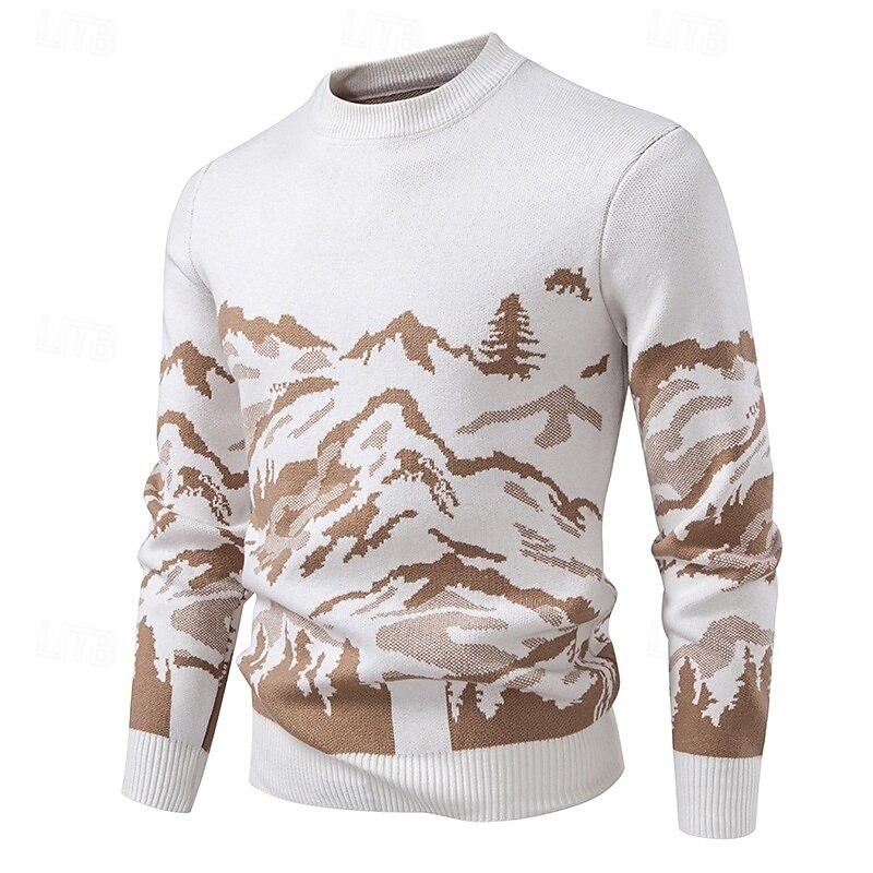 Men's Sweater Pullover Sweater Jumper Ribbed Knit Regular Tops Knitted Slim Fit Plain Crew Neck Knitwear Contemporary Casual Daily Wear Clothing Apparel Fall Winter Black White M L XL2