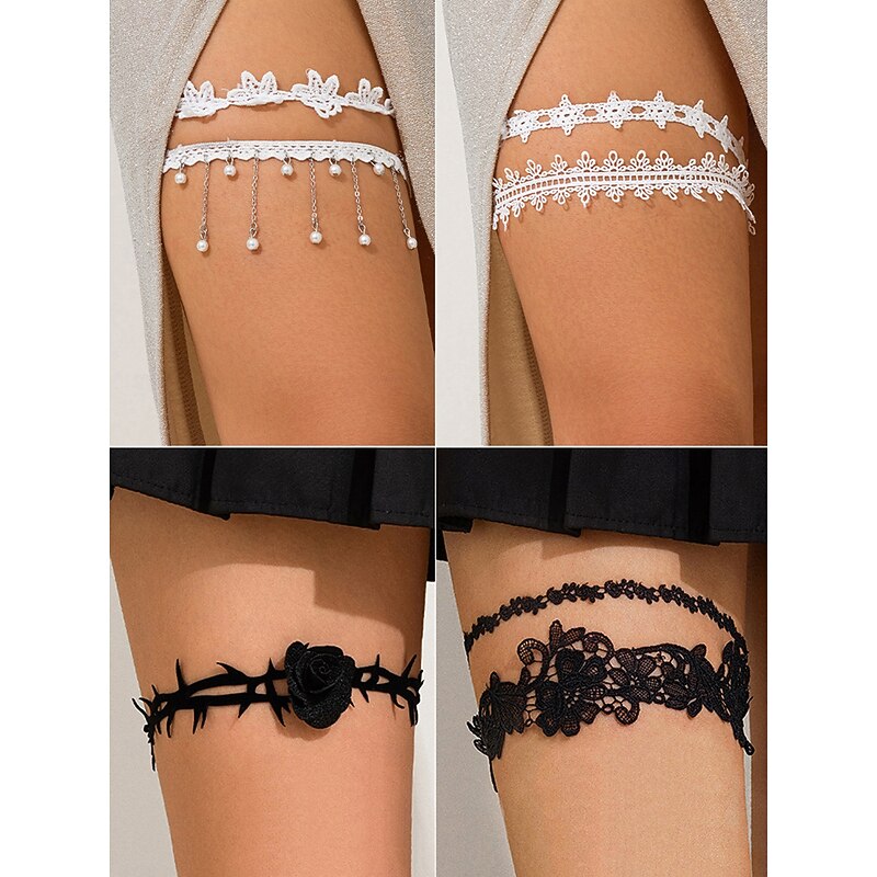 Women's Black Floral Lace Thigh Garter - Sexy Gothic Accessory for Halloween Party