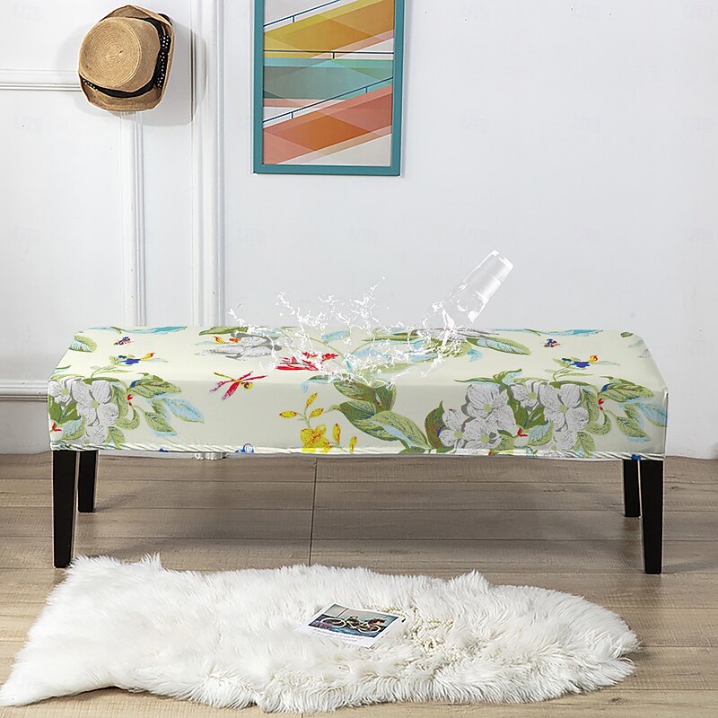 1/4/6pcs Printed Bench Seat Covers, Waterproof Polyester Spandex Slipcovers, Stretch Washable Furniture Protector for Dining Room, Bedroom, and Living Room4