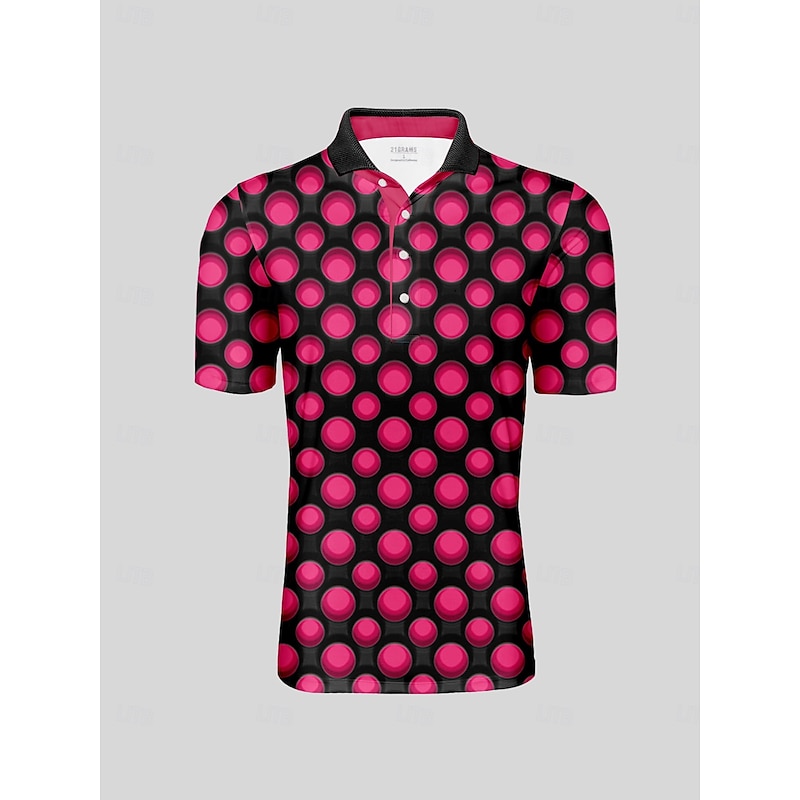 Men's Golf Polo Shirt Fuchsia Short Sleeve Top Golf Attire Clothes Outfits Wear Apparel