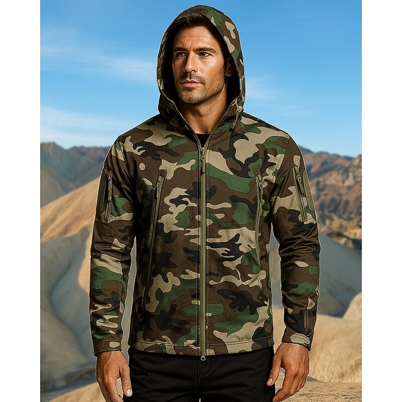 Men's Military Tactical Jacket Combat Jacket Outdoor Waterproof Windproof Hiking Outfits Hiking Clothes Spring Autumn / Fall Top Camping / Hiking / Caving Running Camo Green3