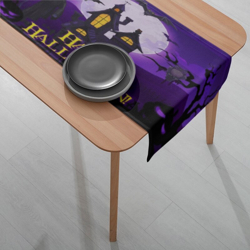 Purple Halloween Table Runner - Digital Printed Rectangular Tablecloth 33x180cm for Restaurant Banquet & Party Decor4