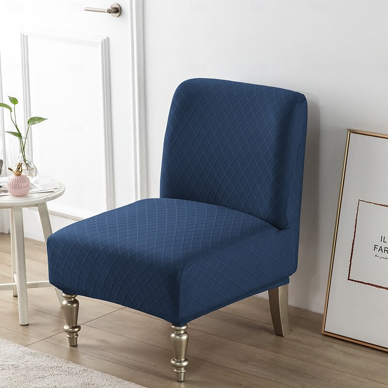 1PC Armless Dining Chair Cover - Striped Stretch Spandex Slipcover with Elastic Band Fits Standard Chairs For Home, Wedding & Banquet Use4