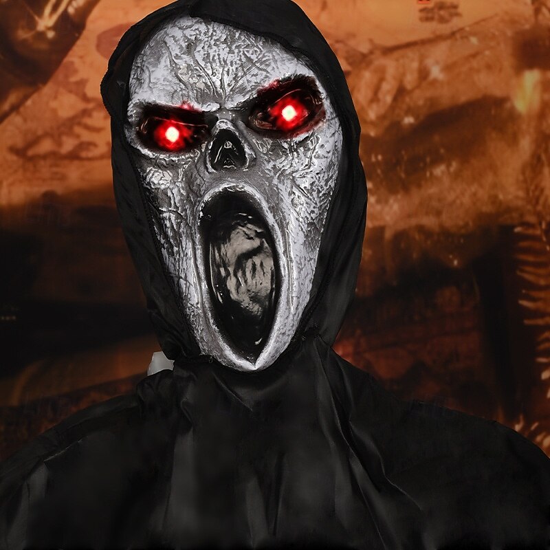 Halloween Decorations Screaming Scarecrow Hanging Ghost Voice-Activated Light-Up Sound-Activated Hanging Ornament Bar Haunted House Escape Room Decoration Props2