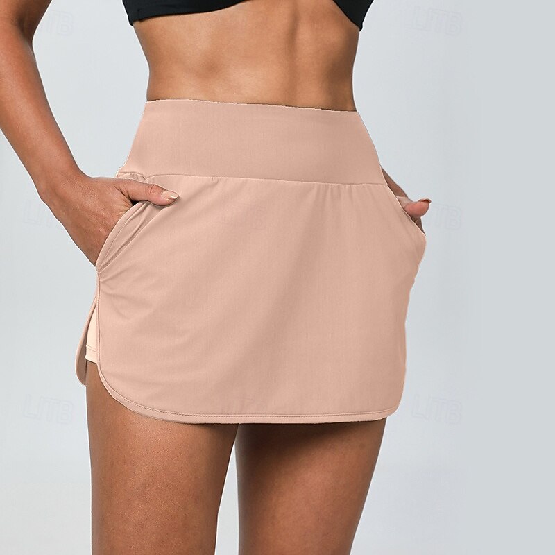Women's Solid Colored Tennis Skirts Pocket Moisture Wicking Breathable Tennis Pickleball Running Bottoms Pink Wine Blue Tennis Clothing2