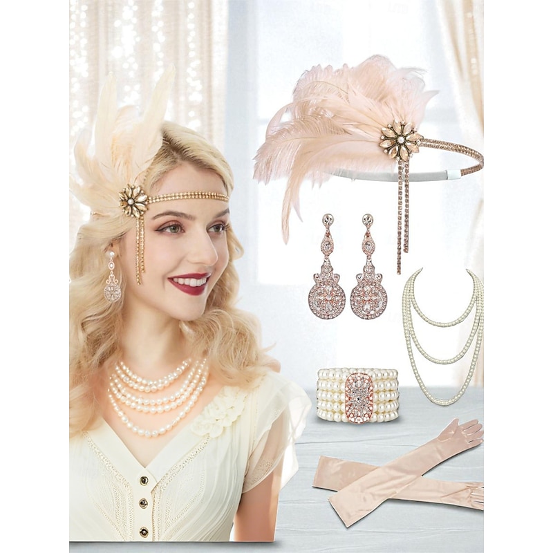 Women's 1920s Feather Headband with Rhinestone Flower - Vintage Gatsby Party Flapper Hair Accessory3