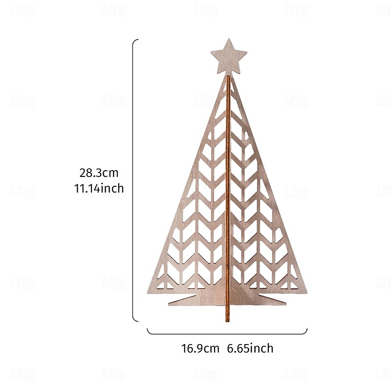 Wooden Christmas Tree Desktop Decorations, Simple Minimalist Wood Xmas Tree Ornaments for Home Decor, Party, Restaurant, Holiday Display, Store Window, and Gift3