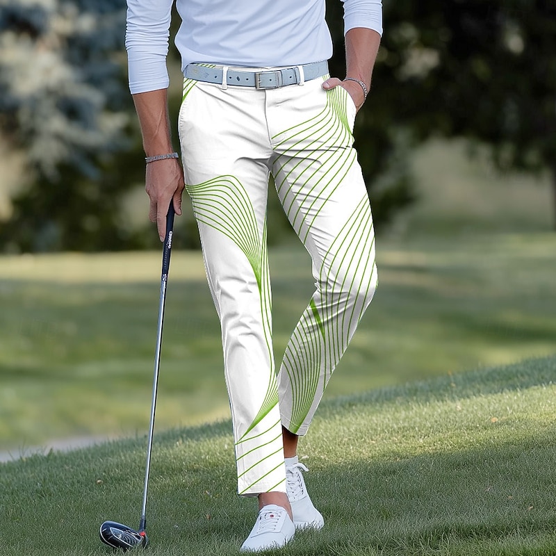 Men's Gradient Striped Waves Dress Pants Golf Pants Trousers Mid Waist Casual Sports Outdoor Slim Fit Pants with Pockets Spring Fall 3D Print Blue Purple Orange4