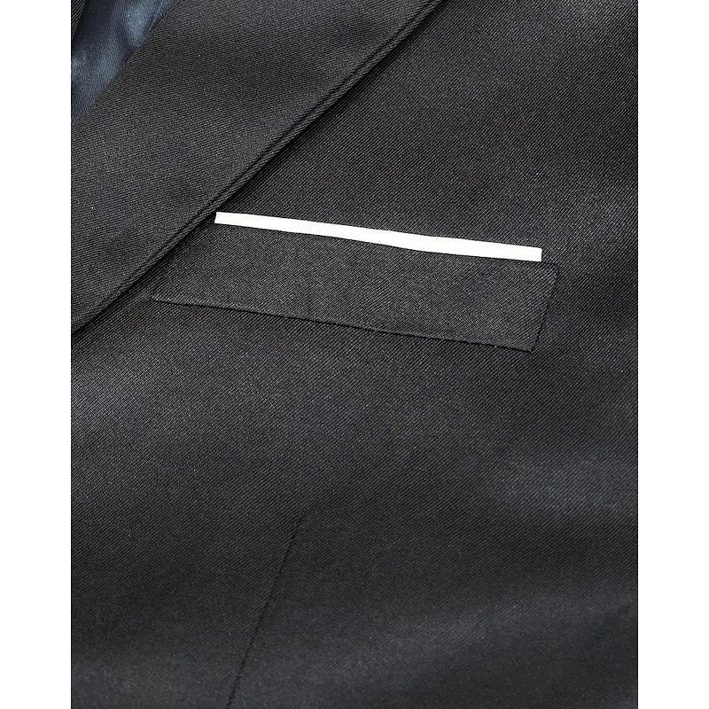 Men's Blazer Business Cocktail Party Wedding Party Fashion Casual Spring Fall Polyester Plain Pocket Buttons Comfortable Single Breasted Blazer Black3