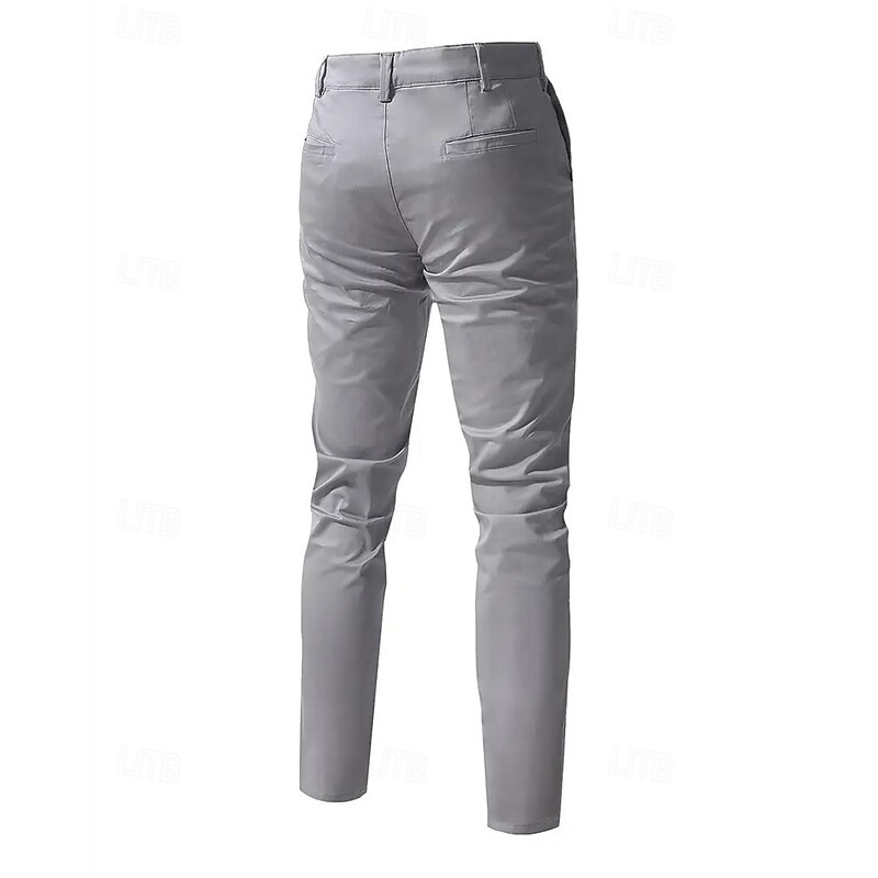 Men's Trousers Chinos Pleated Pants Pocket Buttons Plain Comfort Formal Party Work Fashion Classic Style Black Wine Micro-elastic2