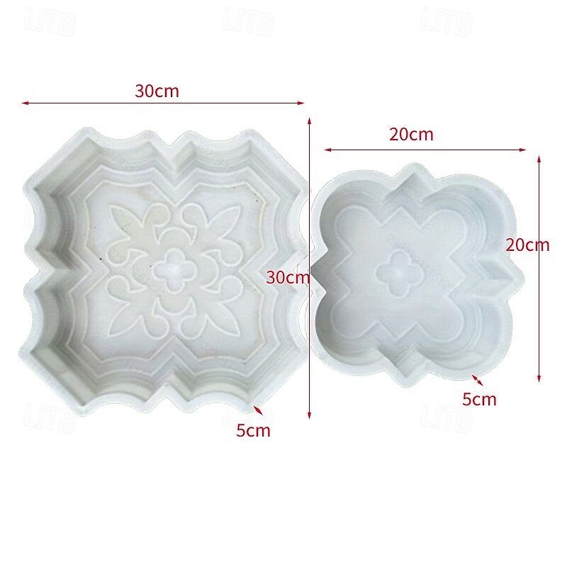 2pcs Beautiful Plastic Molding Large Paver Concrete Mold Concrete Mold Cement Mold, Plastic Brick Mold Concrete Mold Stone Paver Mold, Making Large and Small "Lily Flower" Type Interlocking Footing4