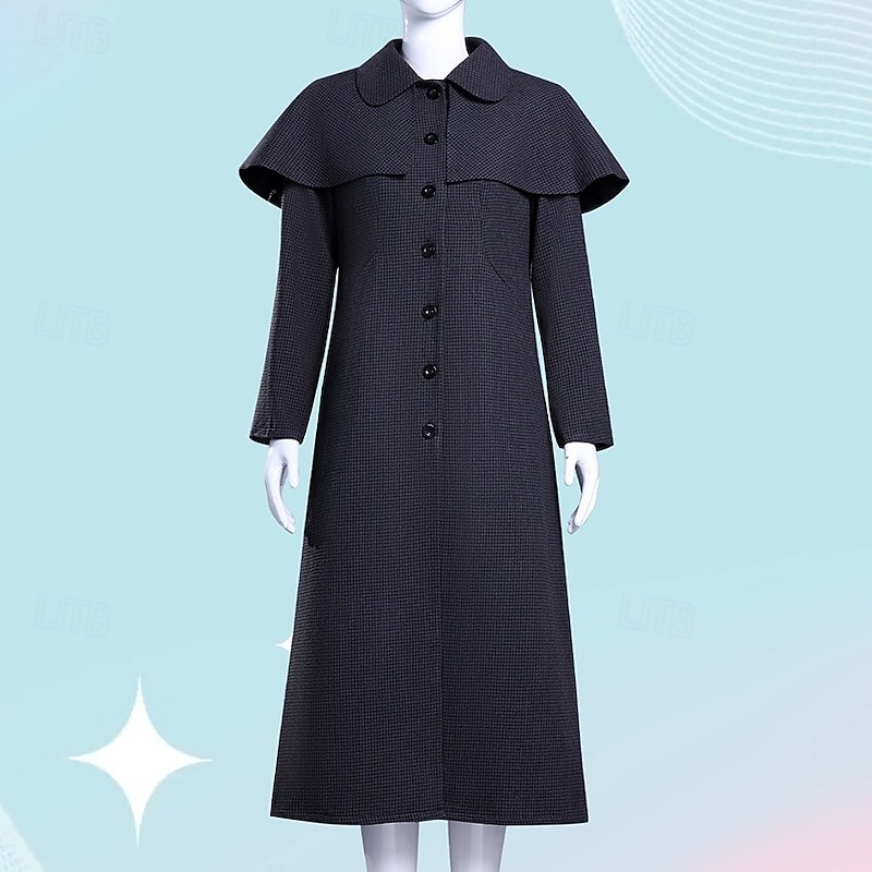 Gothic Horror Dark Academia Coat Costume Fancy Dress Classic Movie Cosplay for Women's Adults Halloween Carnival Performance Party Dress