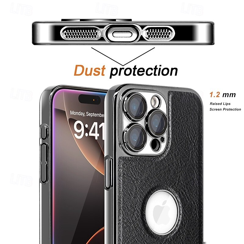 Phone Case For iPhone 16 15 14 Pro Max Plus 13 Pro Max Back Cover Support Wireless Charging Shockproof Retro TPU PU Leather2
