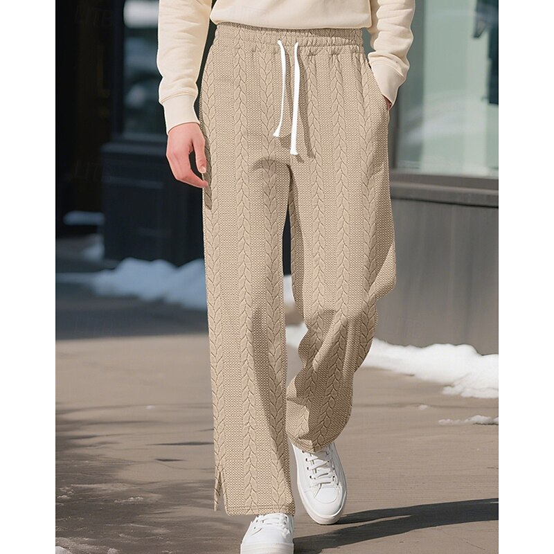 Men's Sweatpants Trousers Jacquard Drawstring Pocket Plain Comfort Sports Outdoor Daily Fashion Casual Black Khaki Micro-elastic4
