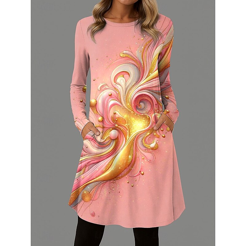 Women's Mini Dress T Shirt Dress Tee Dress A Line Dress Vacation Casual Daily Date Regular Fit Ombre Graphic Long Sleeve Crew Neck Purple Orange Green Summer Spring Fall Winter