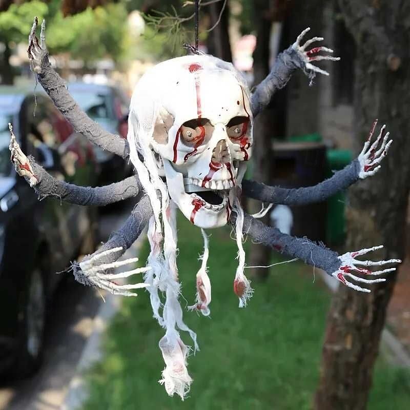 Creepy Halloween Props Animated Skeleton Hands with Sensor, Voice Activated Light Up Spooky Decor for Haunted Houses Secret Room Scenes2
