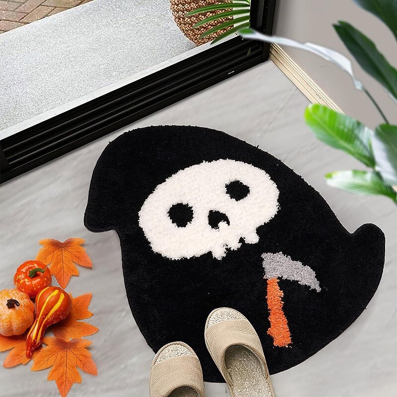Halloween Faux Cashmere Flannel Rug, Soft Plush Carpet for Living Room & Bedroom, Festive Atmosphere Bedside Decoration2