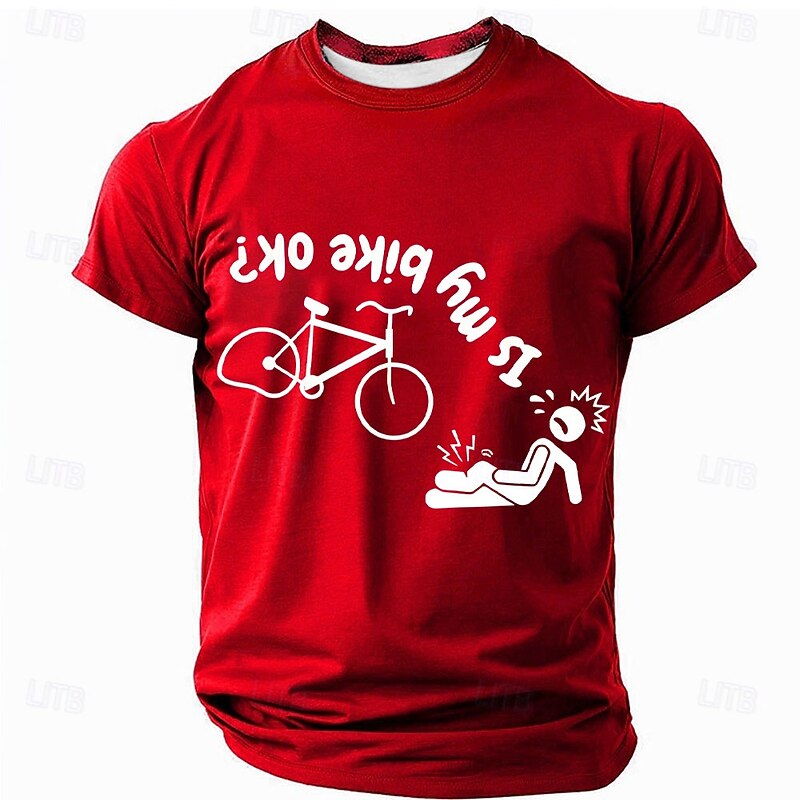 Men's Funny Cyclist 'Is My Bike Ok?' Graphic T-Shirt Short Sleeve2