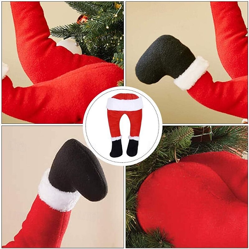 Christmas Plush Santa Claus Leg Christmas Decoration, Elf Leg Tree and Door Hanging Ornament for Holiday Home Decor4
