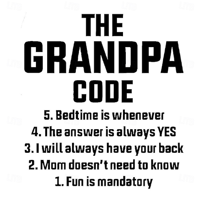 Men's Funny Grandpa Code Short Sleeve Graphic T-Shirt | Grandfather Rules Gift Tee2