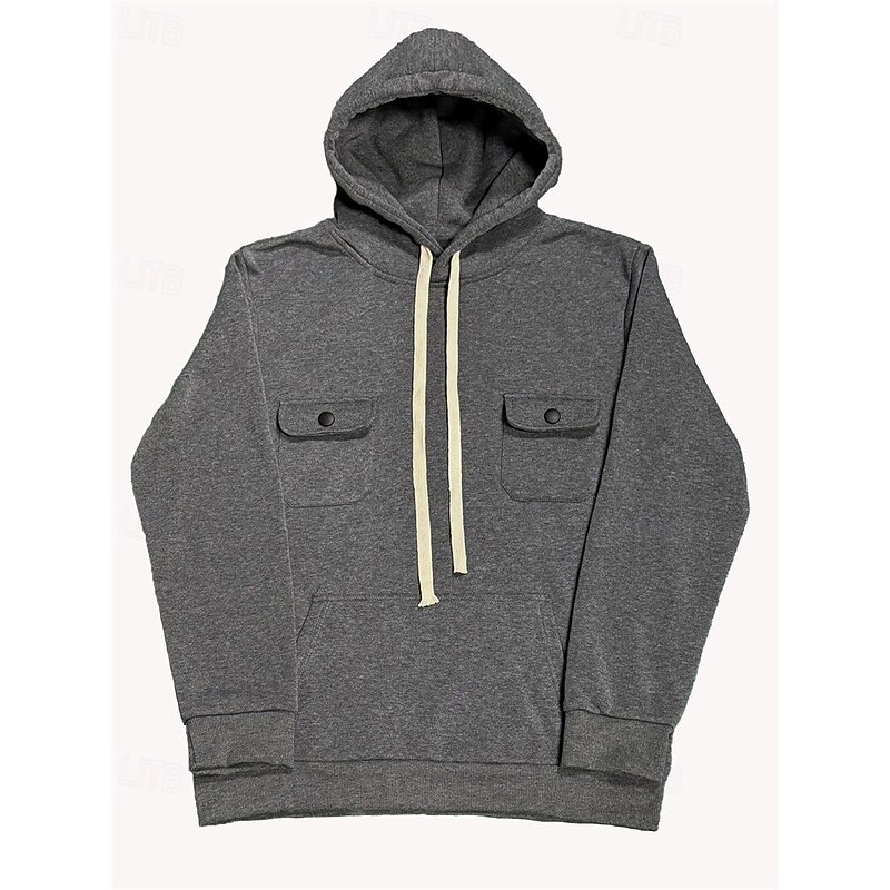 Men's Hoodie Fleece Hoodie Black Army Green Khaki Dark Gray Hooded Plain Pocket Sports & Outdoor Daily Holiday Polyester Streetwear Basic Casual Fall Winter Clothing Apparel Hoodies Sweatshirts2