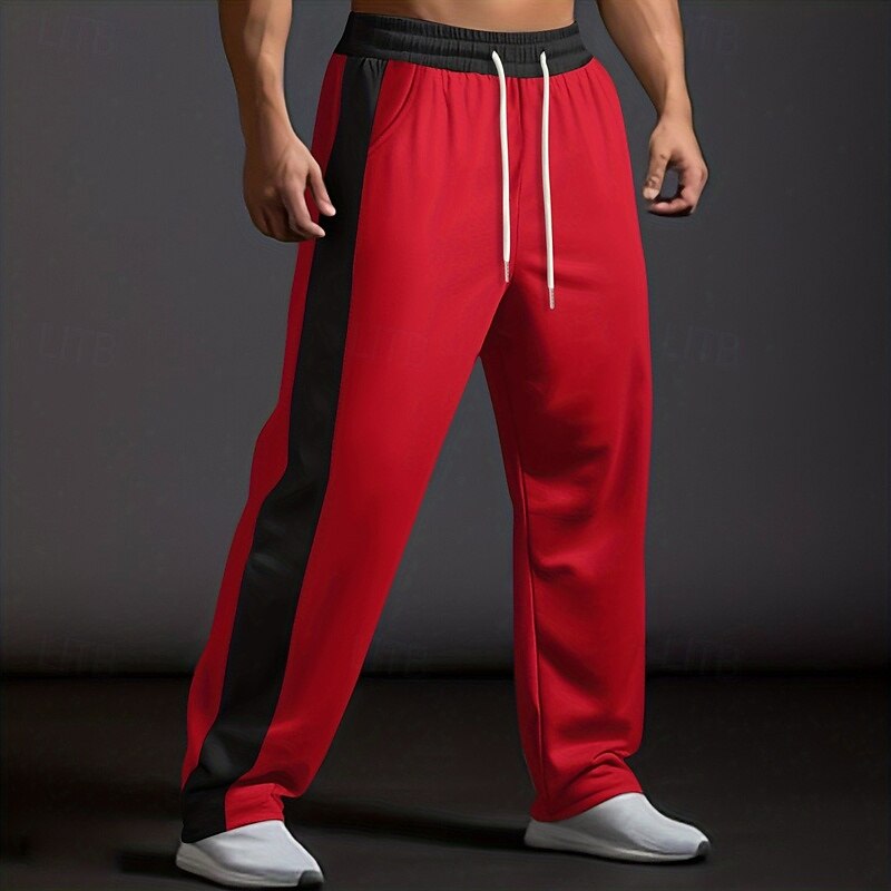 Men's Sweatpants Wide Leg Sweatpants Trousers Open Bottom Sweatpants Drawstring Side Stripe Elastic Waist Color Block Moisture Wicking Breathable Full Length Outdoor Casual Daily Vacation Fashion3
